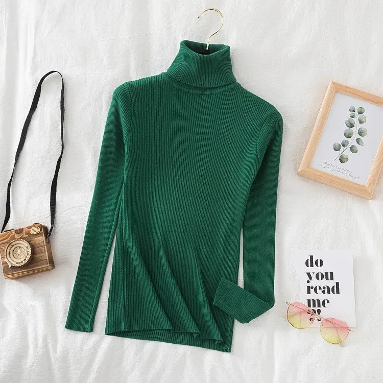 Turtleneck Sweater Women Knitted Soft Pullovers cashmere Jumpers Basic Solid Soft Sweaters Women Autumn Winter Casual Top