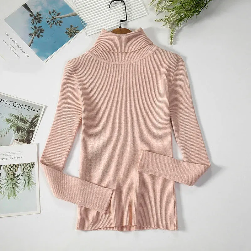 Turtleneck Sweater Women Knitted Soft Pullovers cashmere Jumpers Basic Solid Soft Sweaters Women Autumn Winter Casual Top