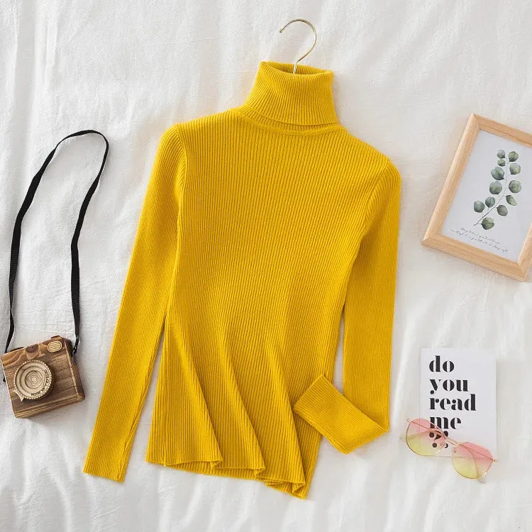 Turtleneck Sweater Women Knitted Soft Pullovers cashmere Jumpers Basic Solid Soft Sweaters Women Autumn Winter Casual Top