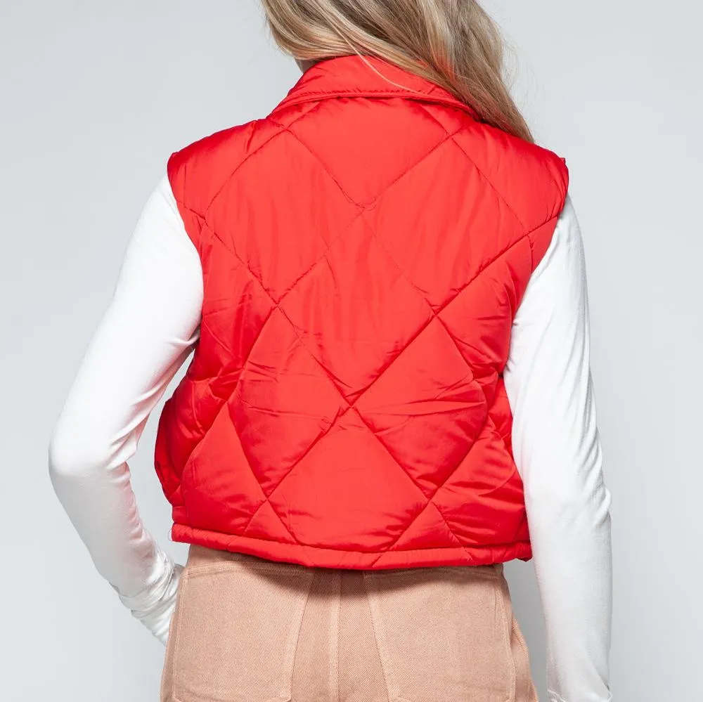 Victoria Snap Down Quilted Crop Vest