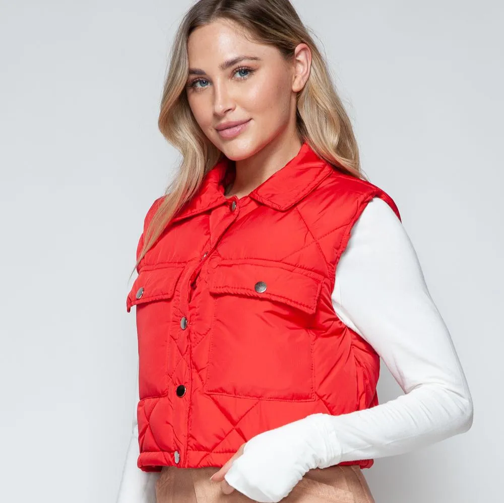 Victoria Snap Down Quilted Crop Vest