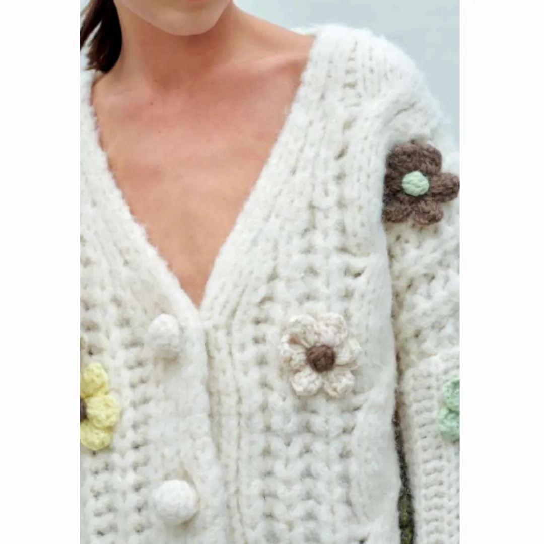 Viola Flower Chunky Cardigan