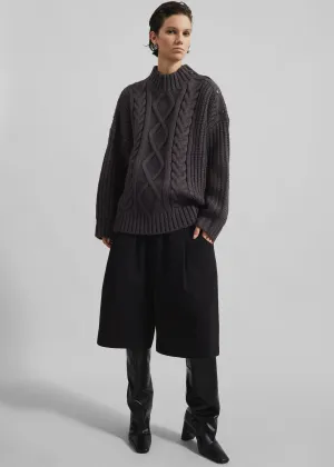 Wallonia Braided Sweater - Charcoal