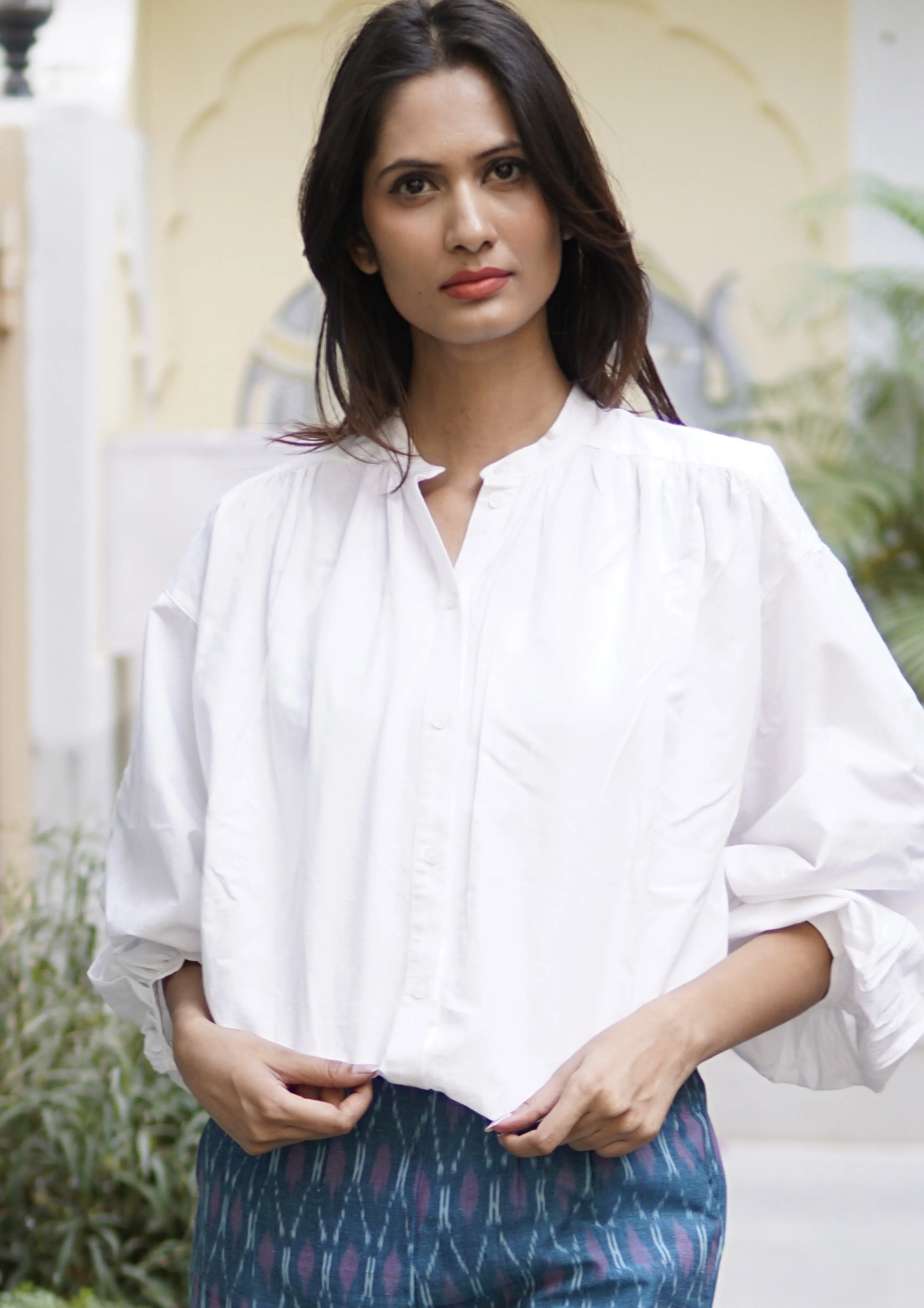 White Blouse, big sleeved cotton summer blouse, boho blouse, white blouse for women 'Gitane'