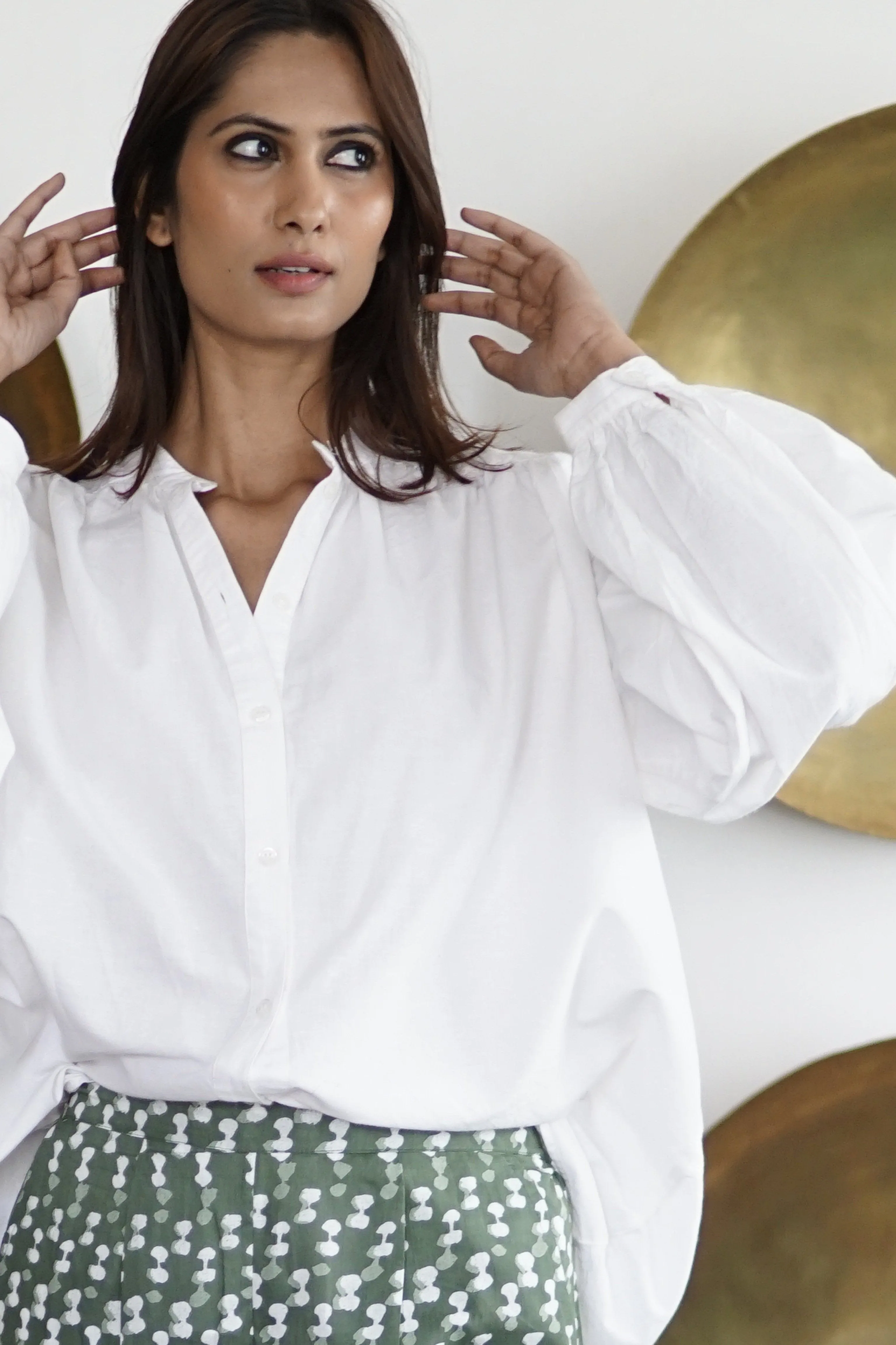 White Blouse, big sleeved cotton summer blouse, boho blouse, white blouse for women 'Gitane'