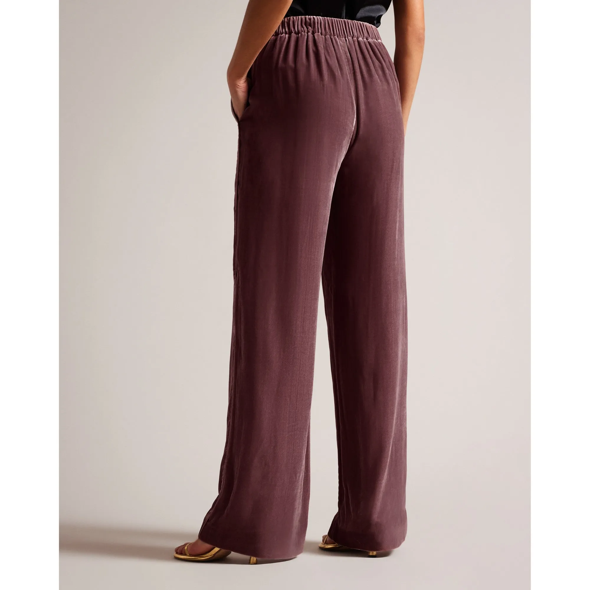 Women Wmt-Tansyat-Velvet Wide Leg Trouser - Taupe