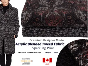 Woven Acrylic Blended Tweed Sparkling Print Fabric