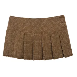 Y2K Tweed Pleated Mini Skirt (M)